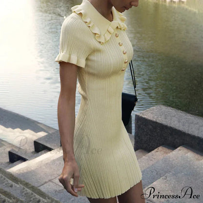 Frill Collar Short Charming Sleeve Mini Dress