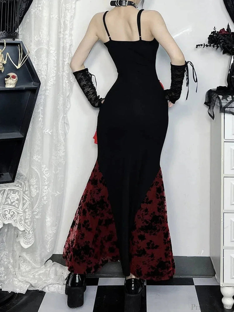 Fringe Spaghetti Strap Form-fitting Maxi Dress