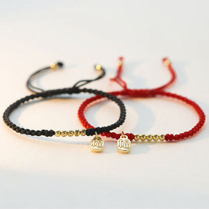 Fu Character Red String Bracelet for Luck & Protection