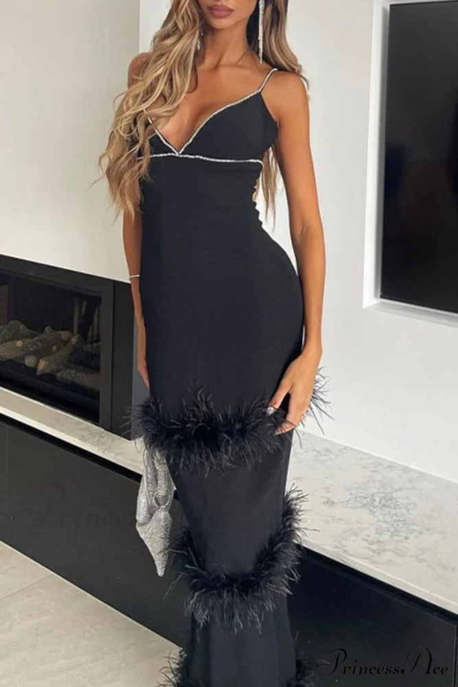 Fuzzy Tiered Cami Dress With Rhinestones