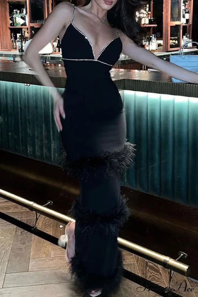 Fuzzy Tiered Cami Dress With Rhinestones