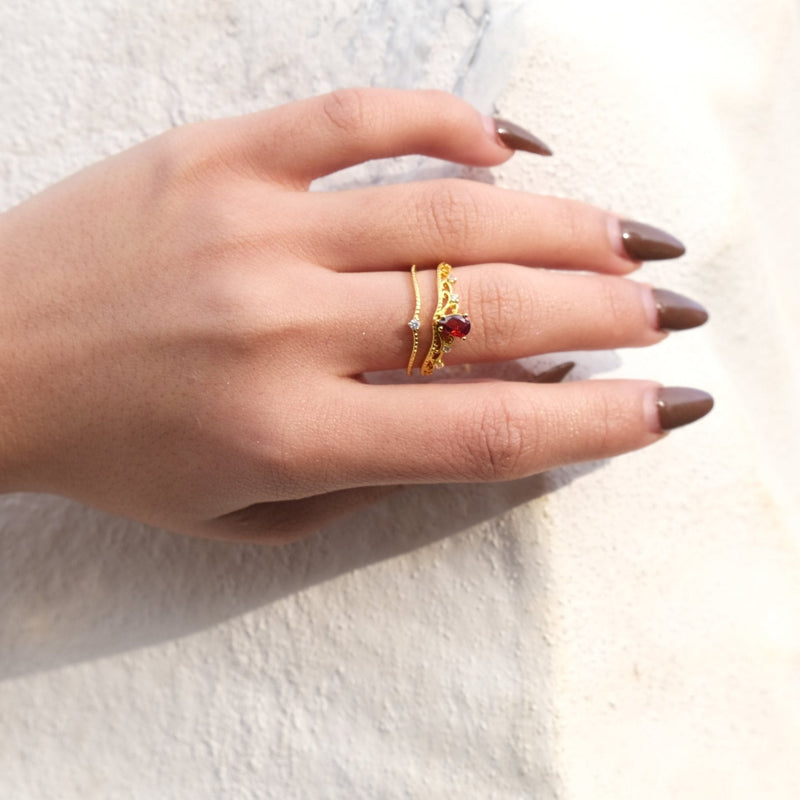 Garnet Tiara Ring Set