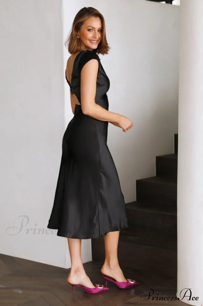 Get in Formation Charming Satin Midi Dress