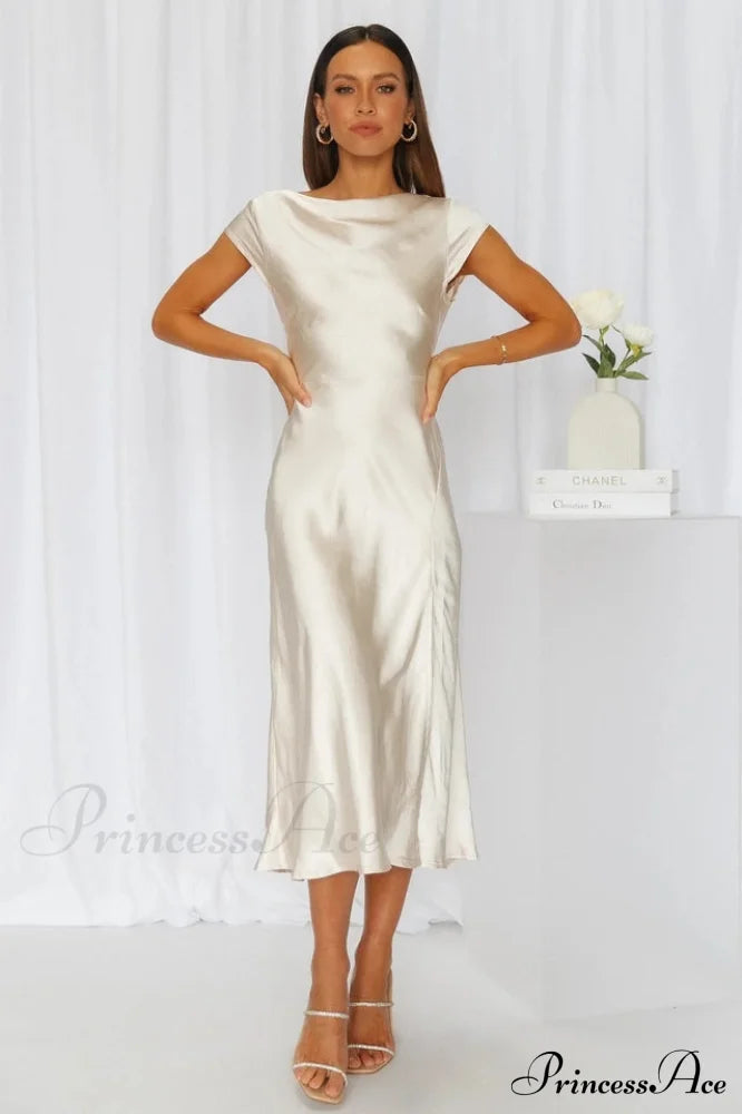 Get in Formation Charming Satin Midi Dress