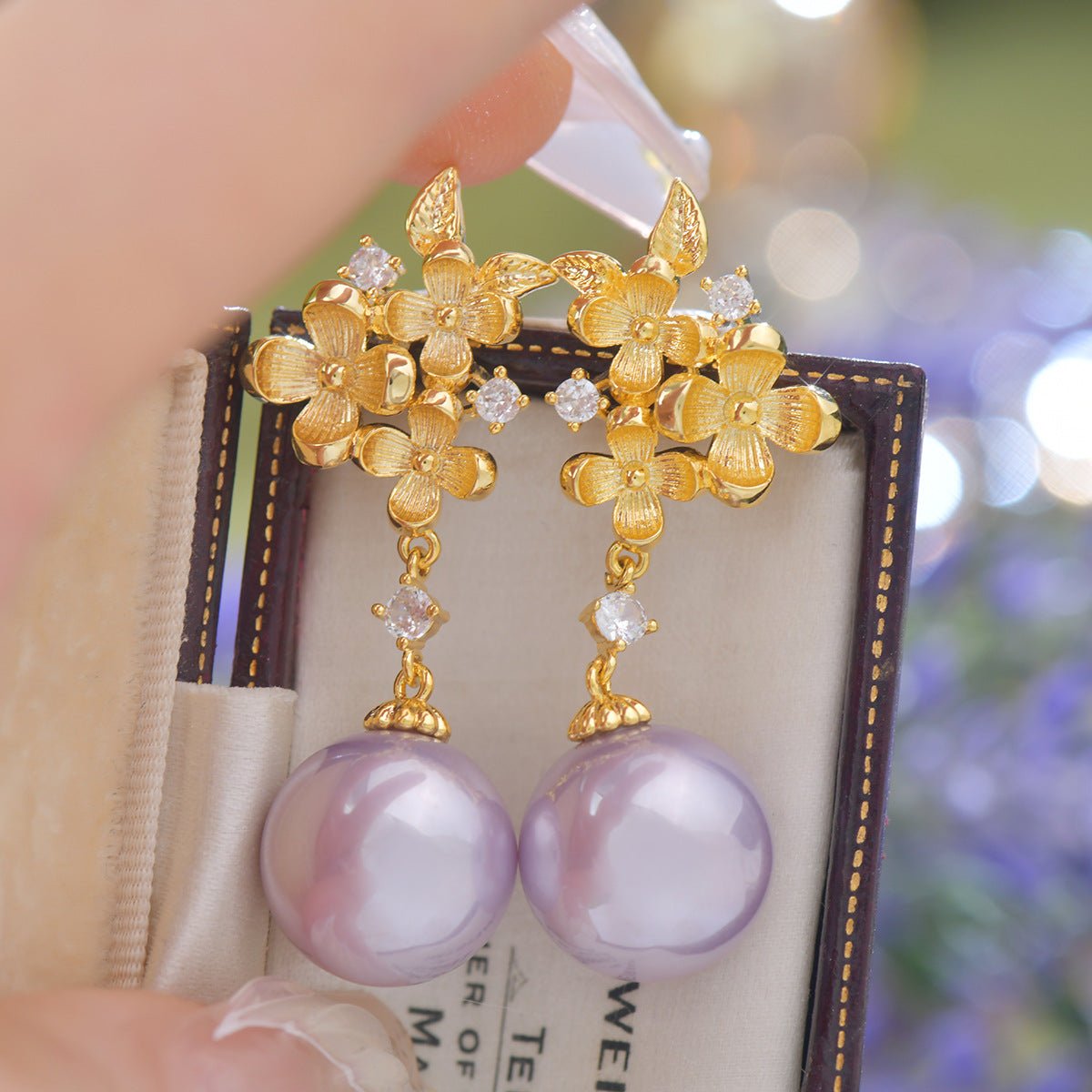 Gilded Flower Pearl Earrings