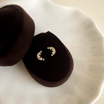 Gilded Moon Stud Earrings