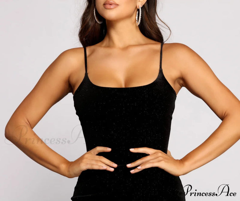 Glowing Moment Stylish Glitter Mini Dress