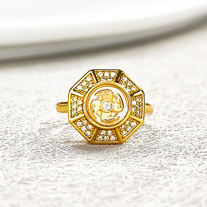 Gold Plated Copper Windmill Ring for Luck & Wealth Spiritual Energy