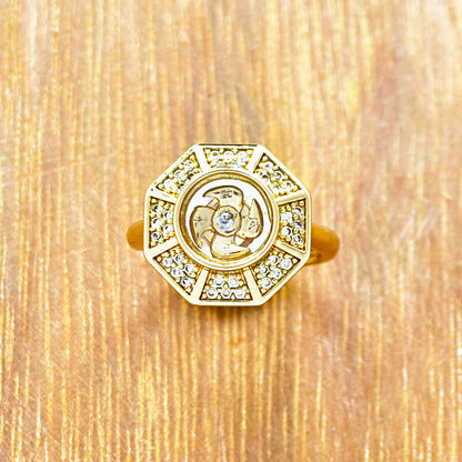 Gold Plated Copper Windmill Ring for Luck & Wealth Spiritual Energy