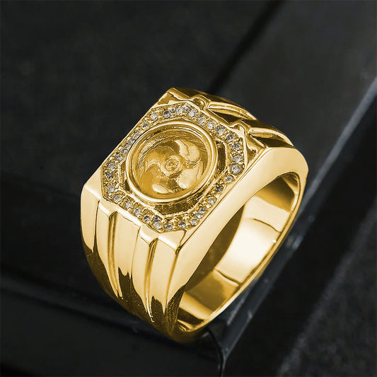 Gold Plated Copper Windmill Spiritual Healing Ring Us8