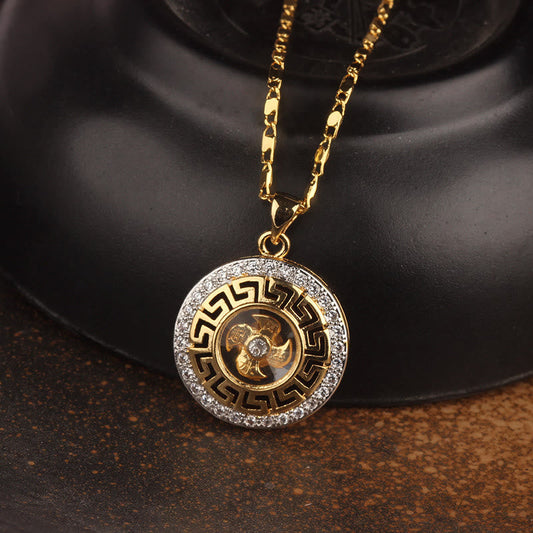 Gold Plated Copper Windmill Spiritual Necklace Pendant