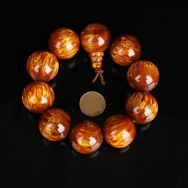 Golden Sea Willow Wrist Mala Bracelet for Success & Healing