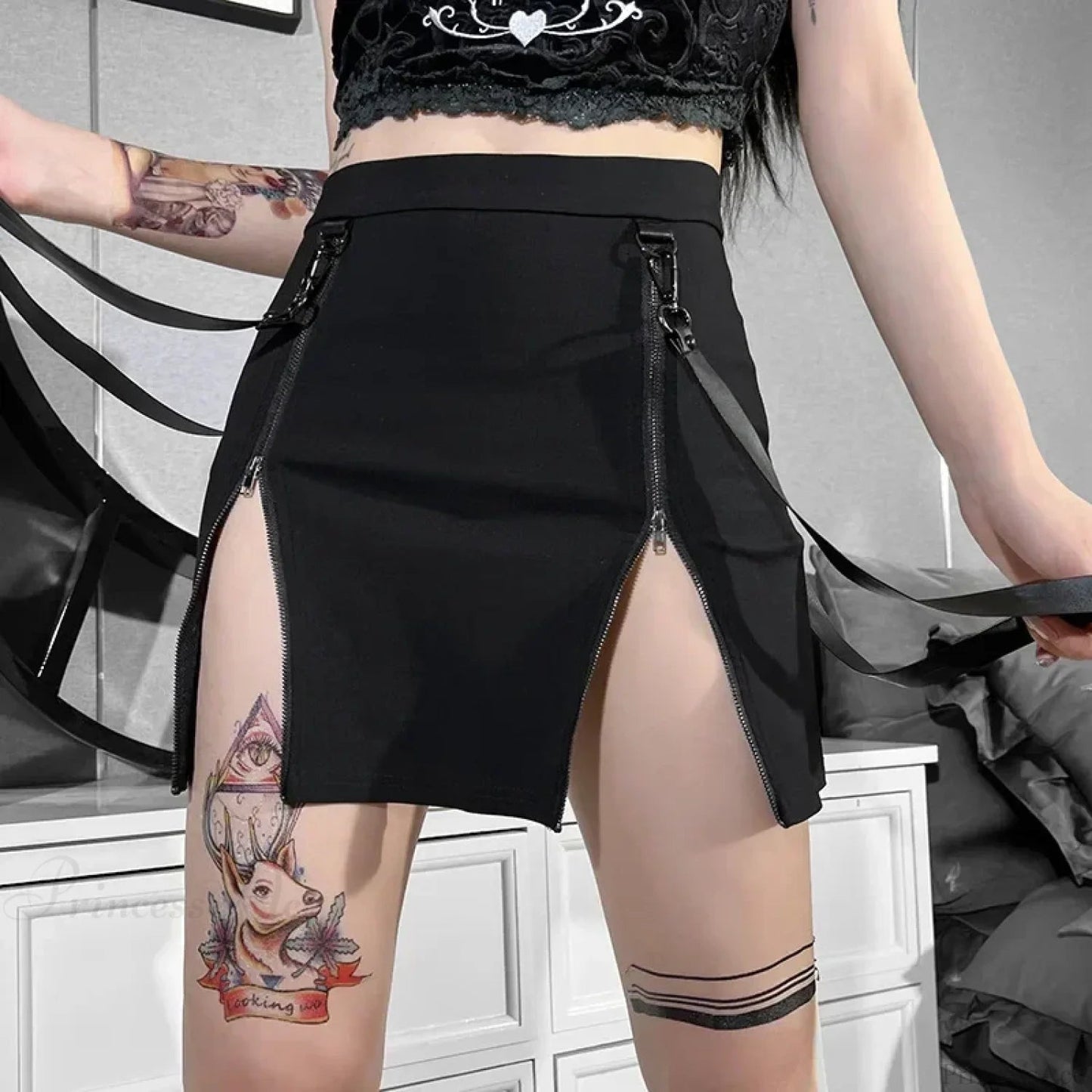 Gothic Bag Hip Split Skirt