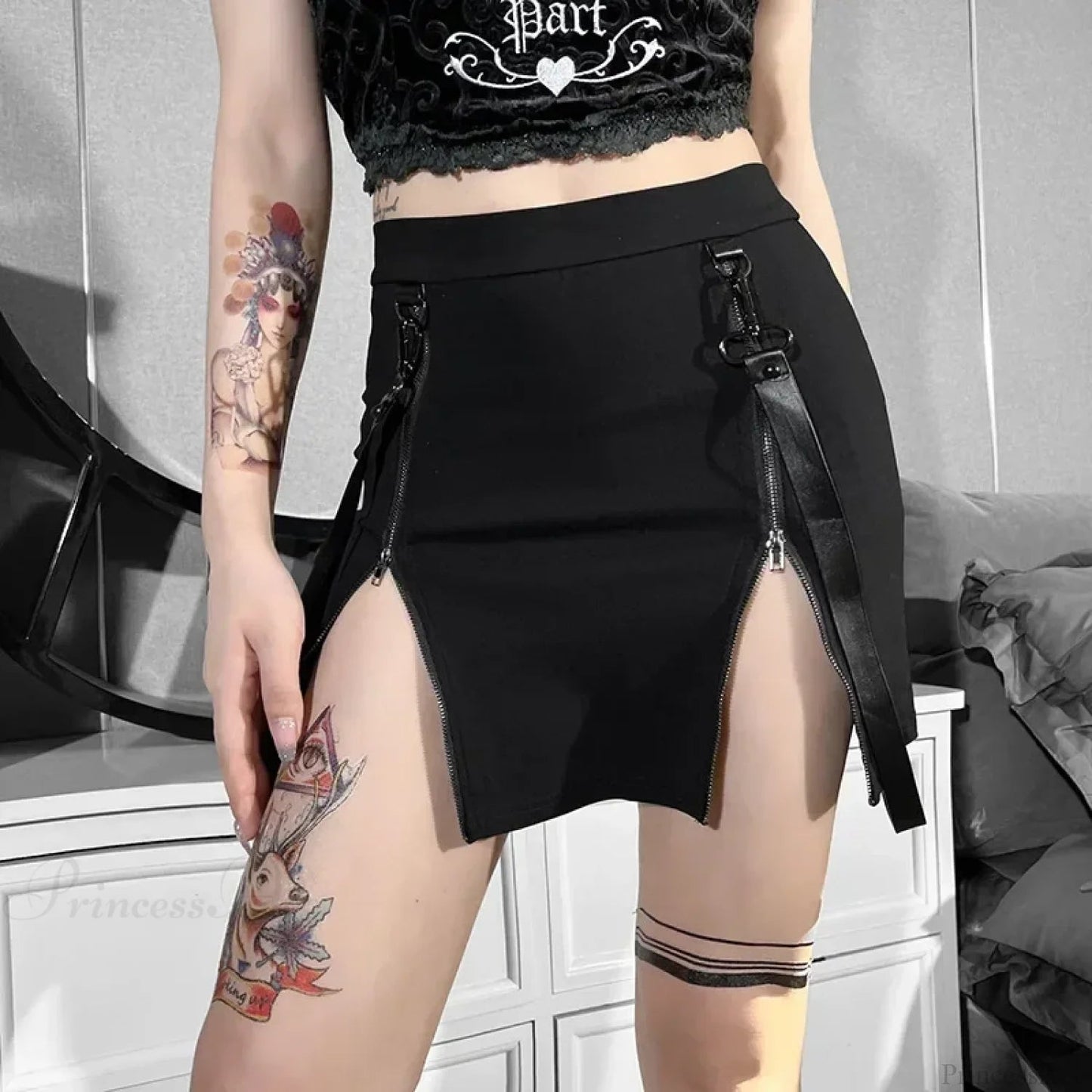Gothic Bag Hip Split Skirt