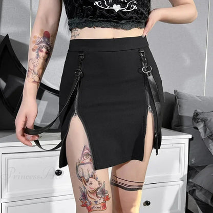 Gothic Bag Hip Split Skirt