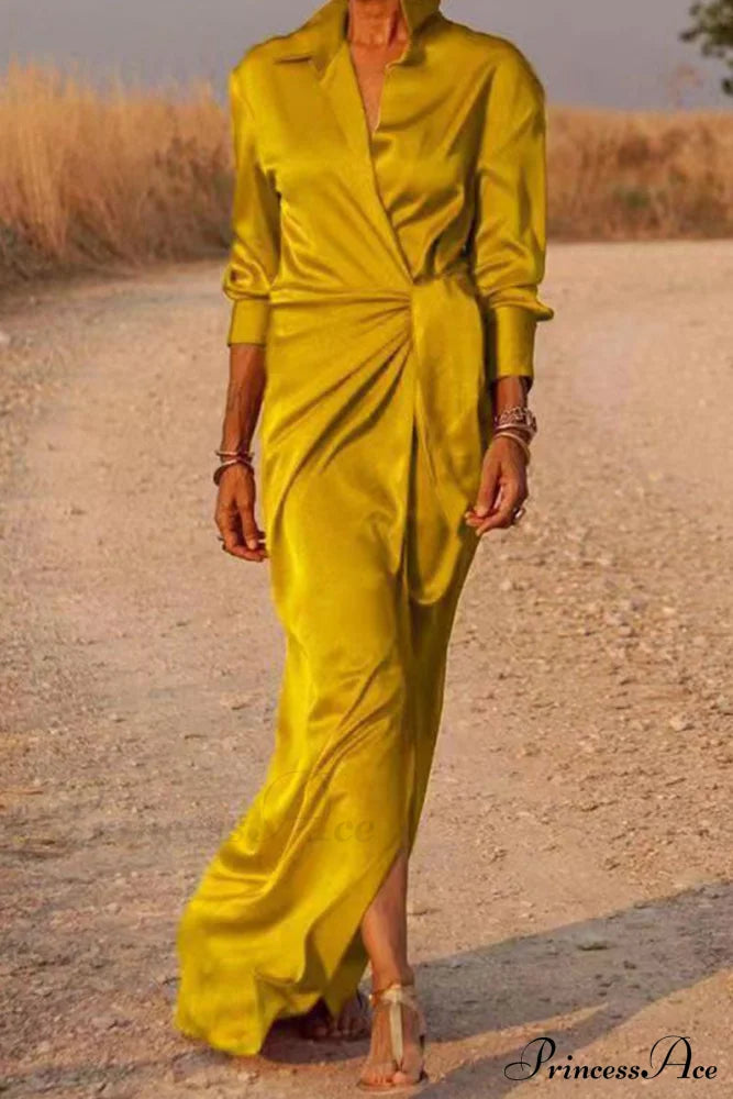 Gown Patchwork Blouse Bandage With Turndown Collar