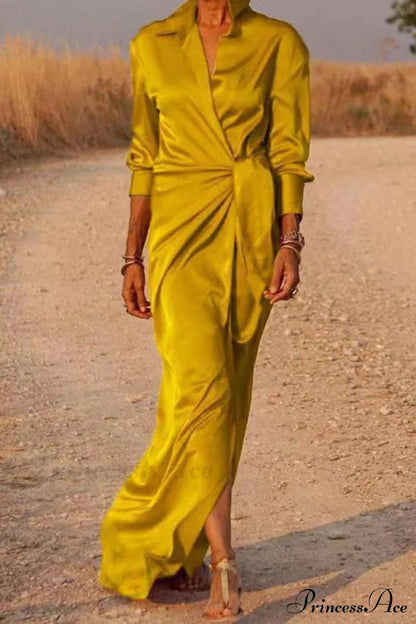 Gown Patchwork Blouse Bandage With Turndown Collar