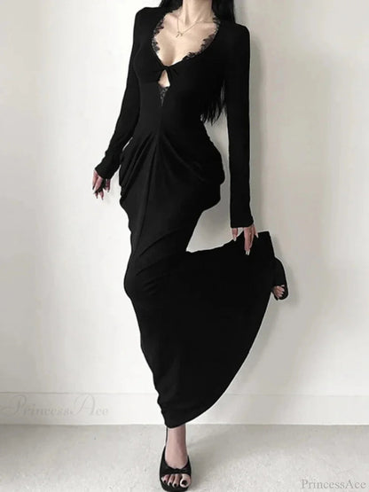 Graceful Lace Patchwork Corset Long Dress