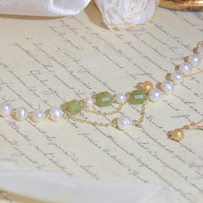 Grape Jade and Pearl Bracelet