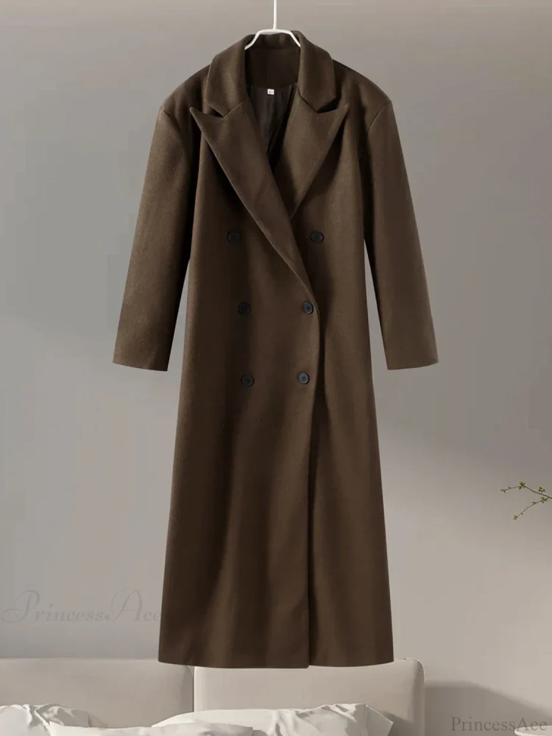 Gray Wool Notched Button Up Overcoat