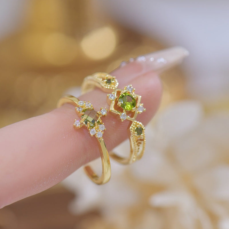 Peridot Baroque Ring Set