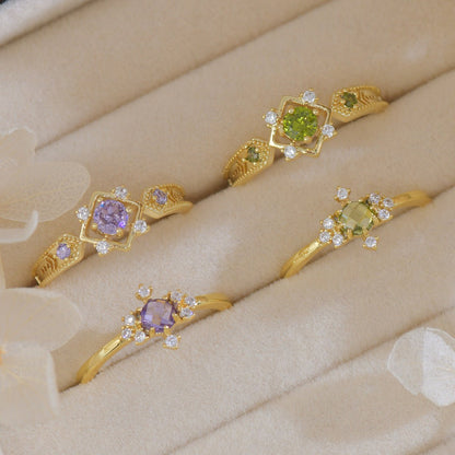 Peridot Baroque Ring Set