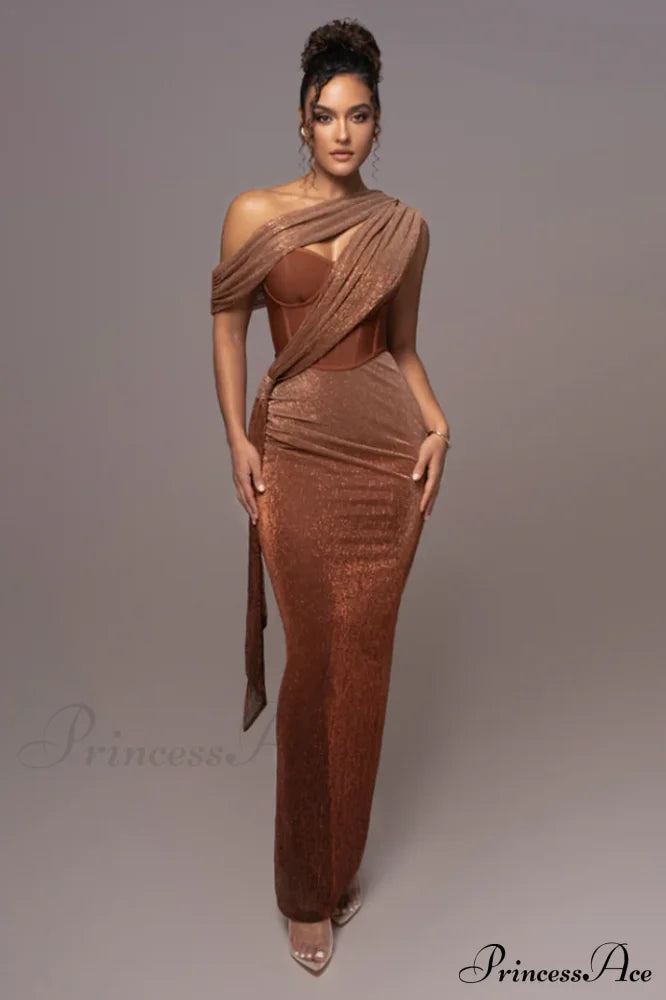 Green Draped Stylish Maxi Dress