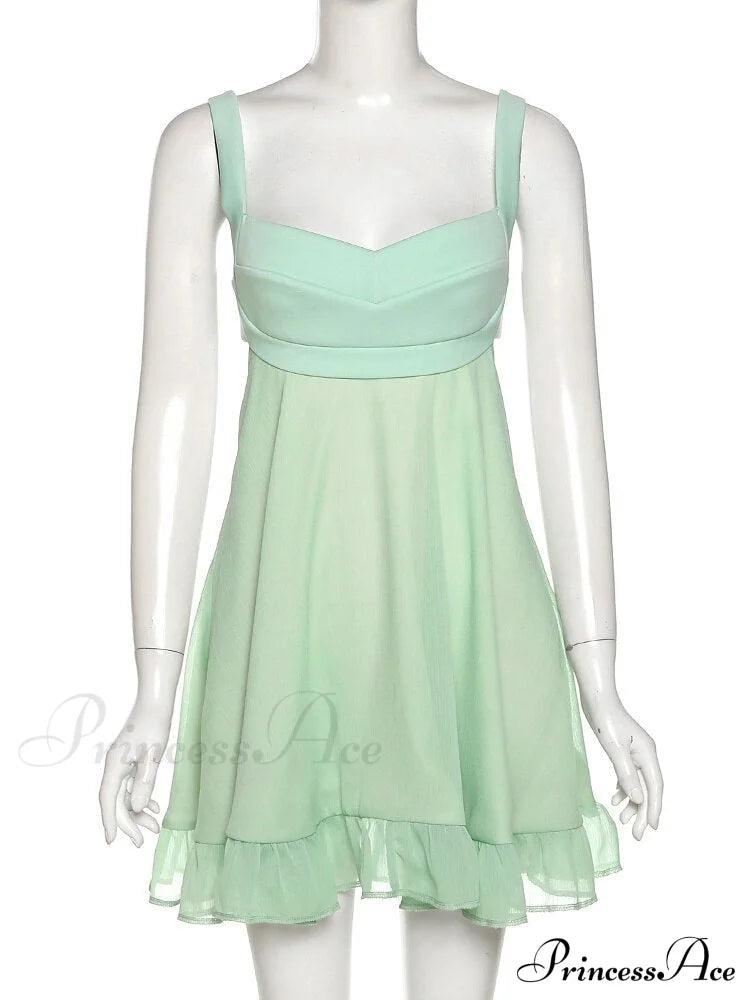Green Frill Stylish Mini Dress
