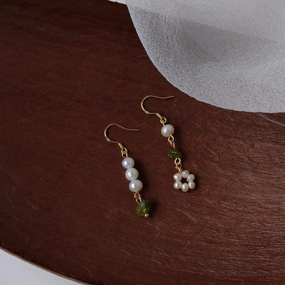 Anya Green Quartz Pearl Earrings