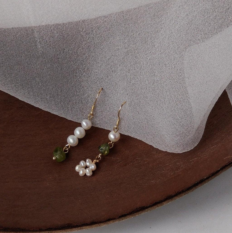 Anya Green Quartz Pearl Earrings