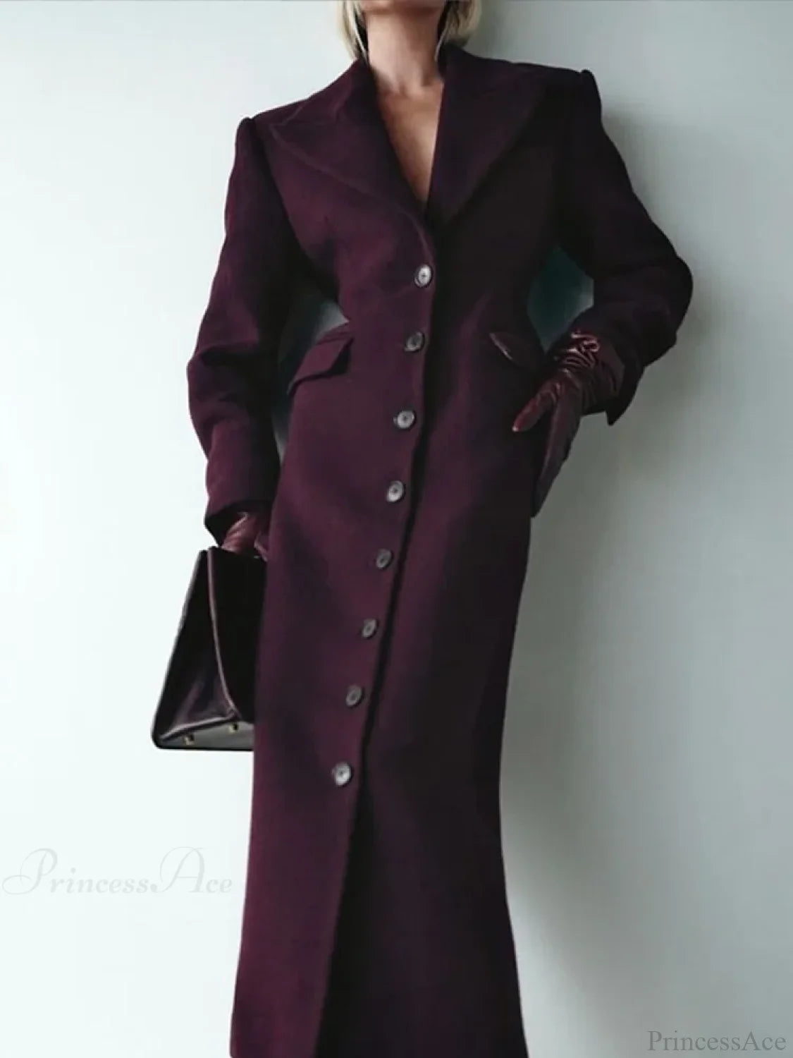 Grey Single Breasted Wool Coat