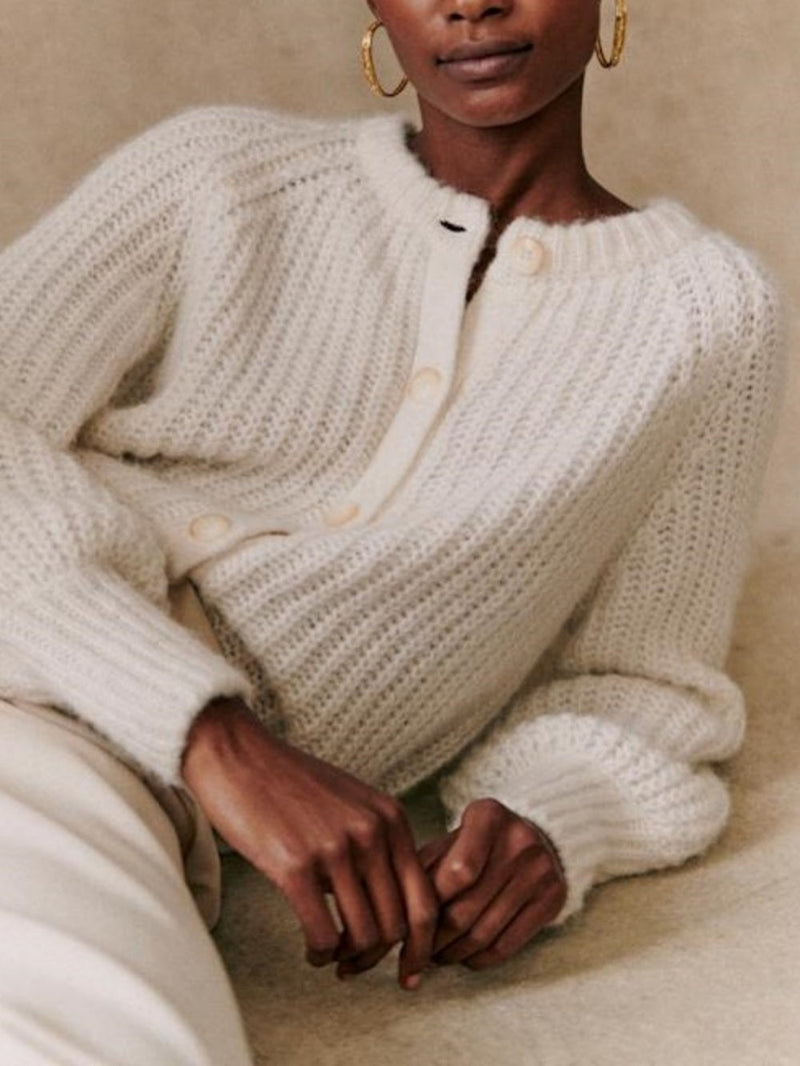 French Color Cardigan Plush Sweater