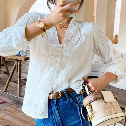 Gypsy Embroidered Lace Long Sleeve Blouse