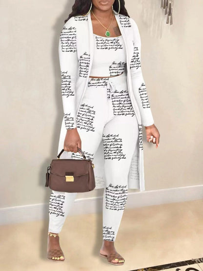 Cami Mixed Print Drawstring Three Piece Pants Set Bo50103