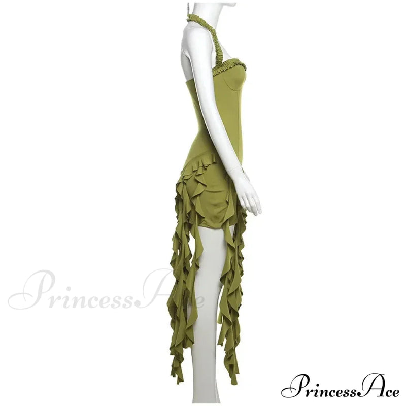 Halter Fringe Stylish Midi Dress
