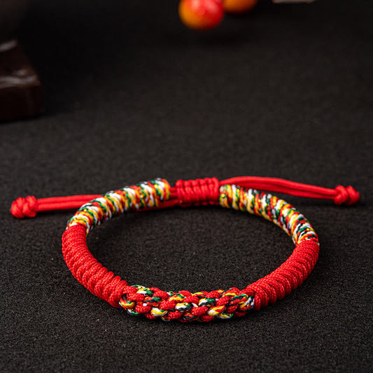 Handmade Red String Bracelet for Protection & Luck, Tibetan Style