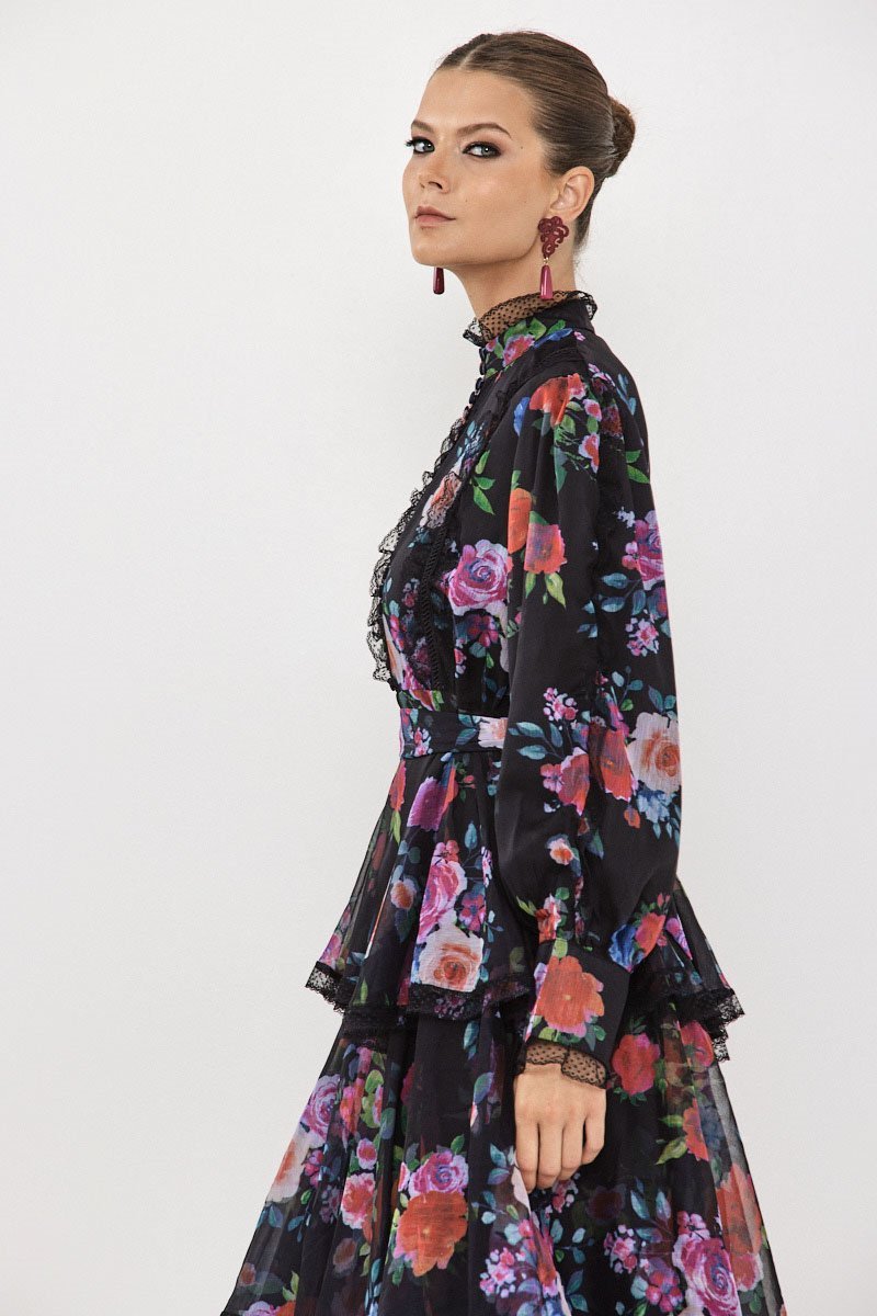 Hazel Tiered Chiffon Maxi Dress