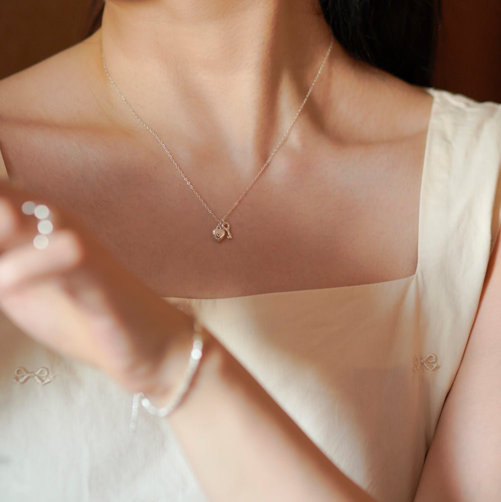 Heart Lock Necklace in Silver