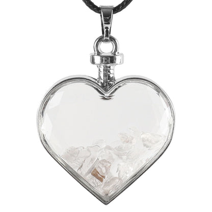 Heart Shaped Crystal Pendant in Amethyst, Fluorite, Tiger's Eye, or Clear Quartz
