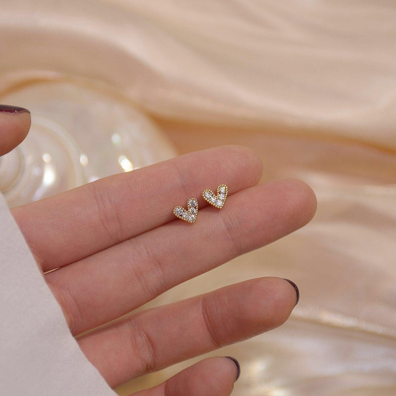 Diamond Heart Stud Earrings