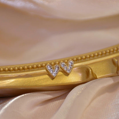 Diamond Heart Stud Earrings