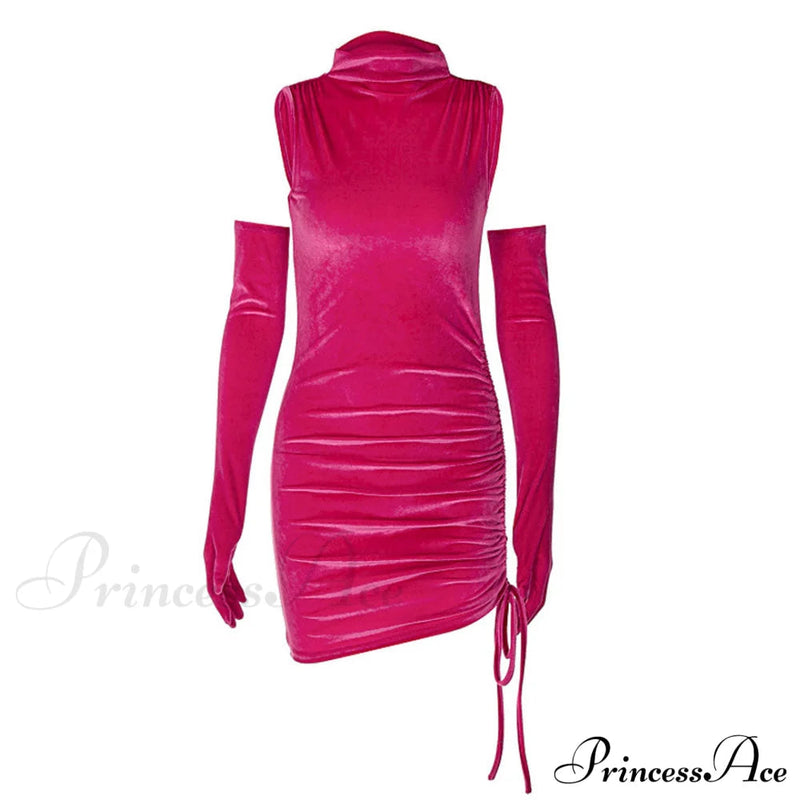 High Neck Ribbed Knit Modern Long Sleeve Maxi Dress