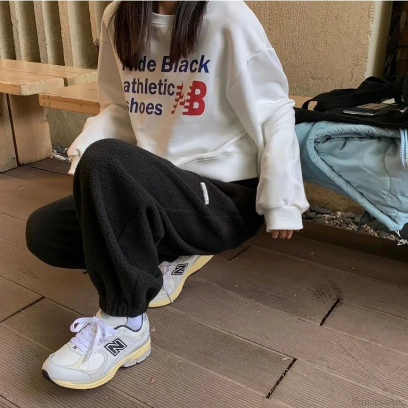 High Waist Grey Baggy Pants