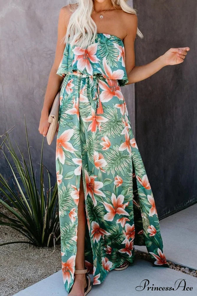 High Waist Off-shoulder Lace Maxi Dress