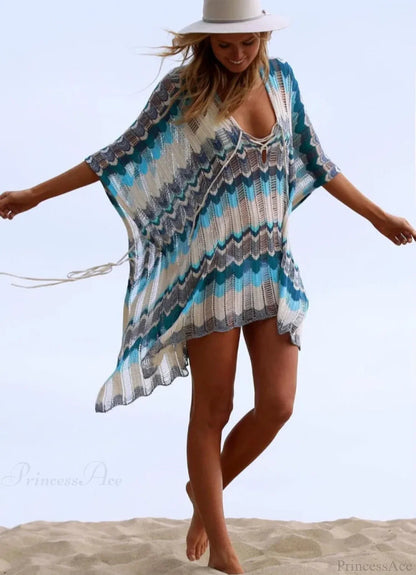 Hollow Deep V-neck Lace Mini Dress Cover Up