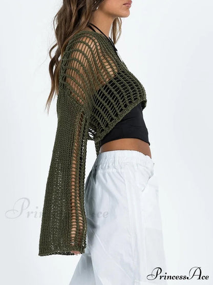Hollow Out Crochet Cover Up Maxi Dress