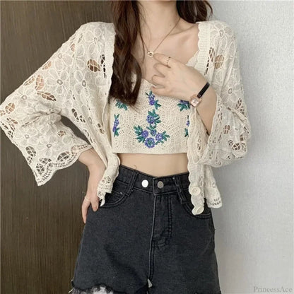 Hollow Out Long Sleeve Shrug Cardigan