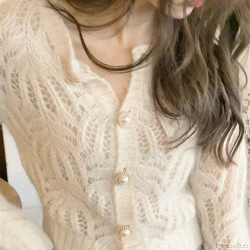 Hollow Out Long Sleeve Cardigan
