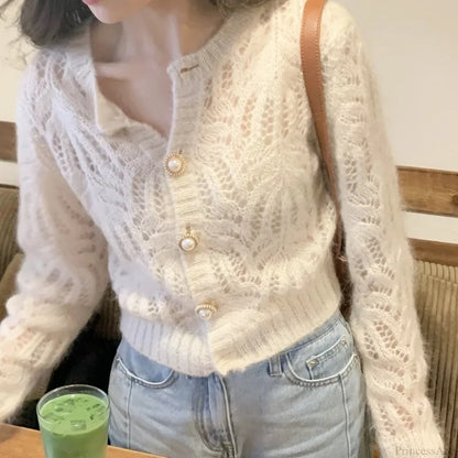 Hollow Out Long Sleeve Cardigan