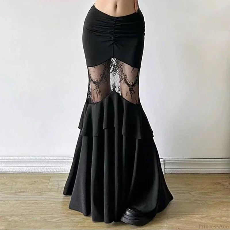 Hollow Out Stitching Midi Skirt